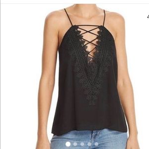 Lace up black tank top